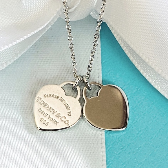 Tiffany & Co. Return to Tiffany 925 Sterling Silver Double Heart Necklace w/box - Picture 1 of 7
